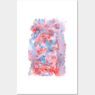 light pink and blue watercolour swirl Posters and Art
